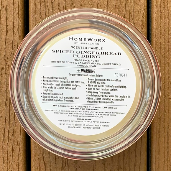 🆕HARRY SLATKIN HOMEWORX “SPICED GINGERBREAD PUDDING” 18OZ CANDLE 4-WICK NWT!! - Picture 5 of 5